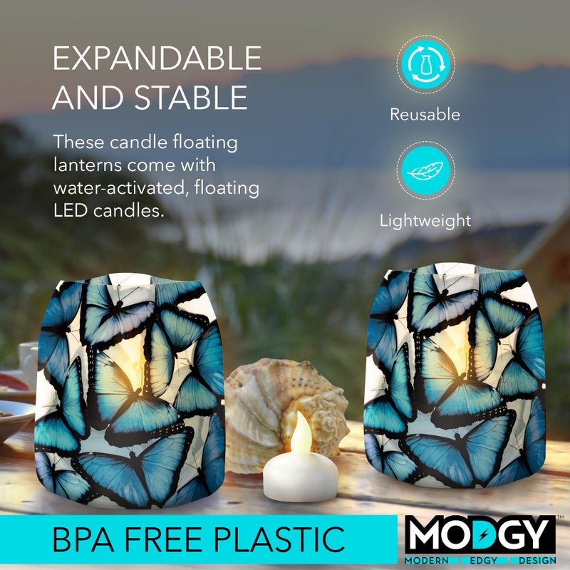MODGY Luminary Lanterns Floating LED Candles with Batteries Included - Luminaries are Great for Weddings, Parties, Patios & Celebrations of All Kinds (Morpho), Pack of 4 - Image 3
